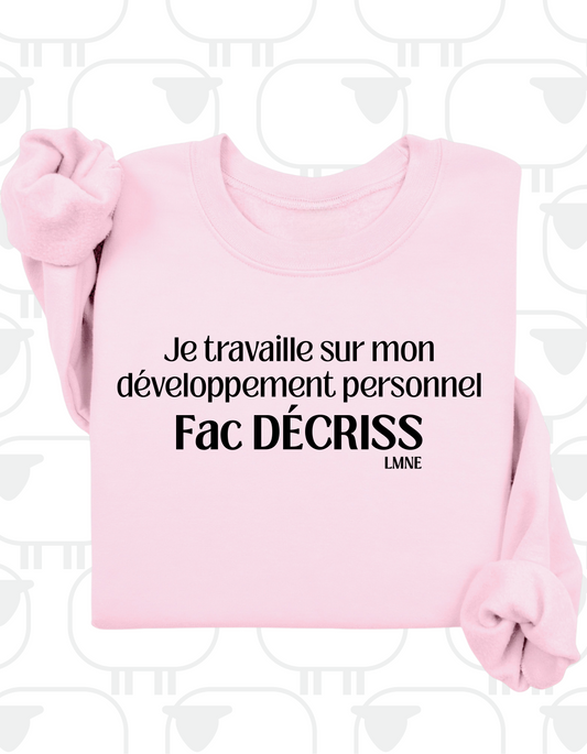 Crewneck Je travaille sur mon développement personnel fac DÉCRISS